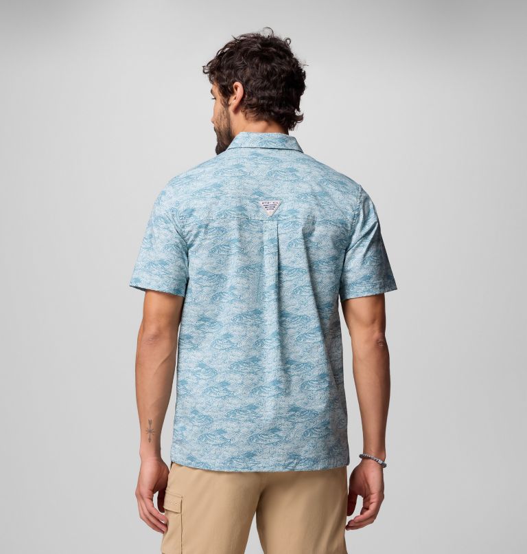 Men's PFG Wild Cast Camp Shirt, Color: Crushed Blue Pez Gallo, image 3
