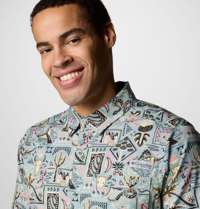 Men's PFG Wild Cast Camp Shirt, Color: Crushed Blue Bajabound, image 5