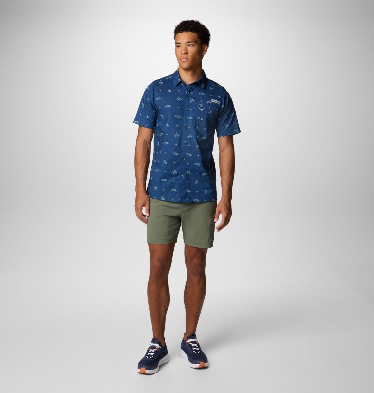 Men's PFG Wild Cast Camp Shirt, Color: Carbon Troutopia, image 2