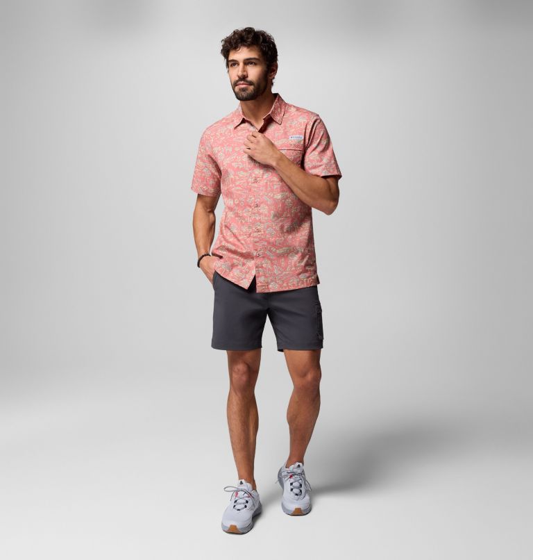 Men's PFG Wild Cast Camp Shirt, Color: Rosewood Guadalupe Convo, image 2