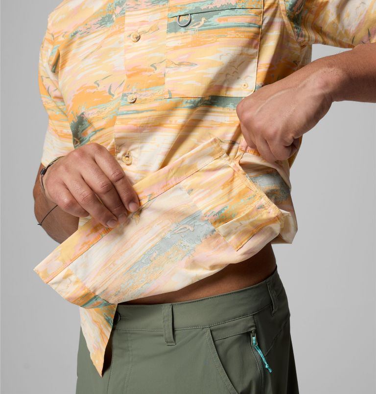 Men's PFG Wild Cast Camp Shirt, Color: Cocoa Butter Padre Days, image 5