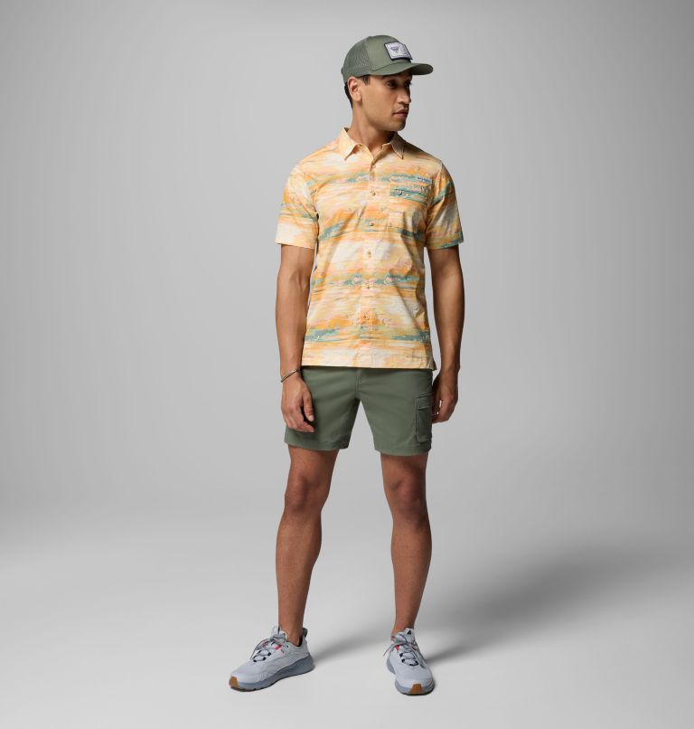 Men's PFG Wild Cast Camp Shirt, Color: Cocoa Butter Padre Days, image 2