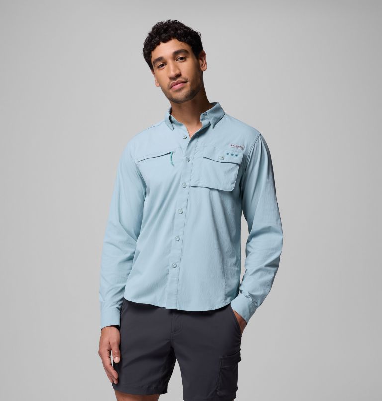 Men's PFG Wild Cast Long Sleeve Shirt, Color: Crushed Blue, image 1