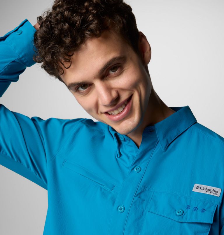 Men's PFG Wild Cast Long Sleeve Shirt, Color: Blue Echo, image 5