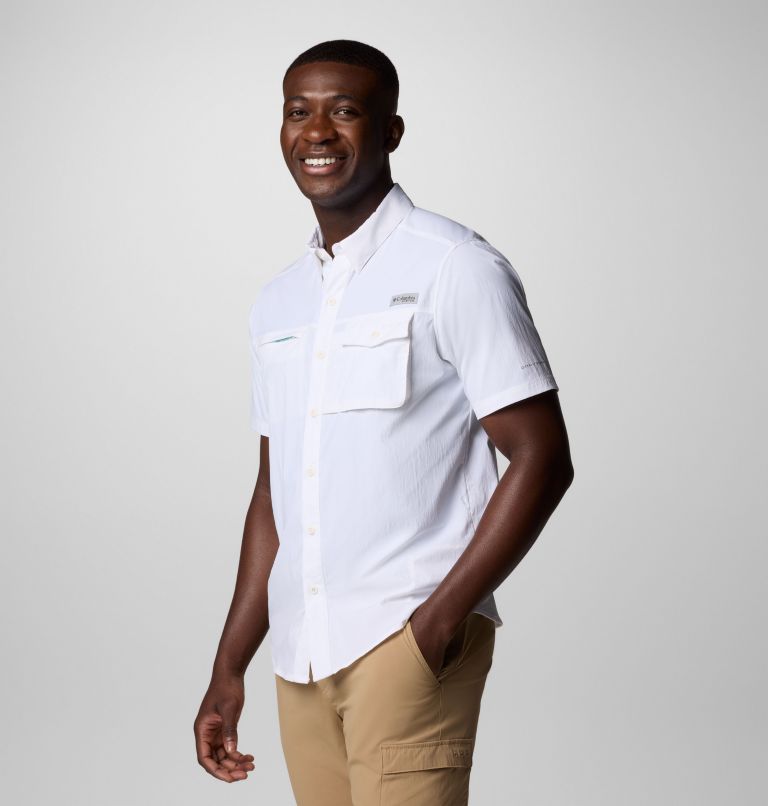 Men's PFG Wild Cast Short Sleeve Shirt, Color: White, image 4