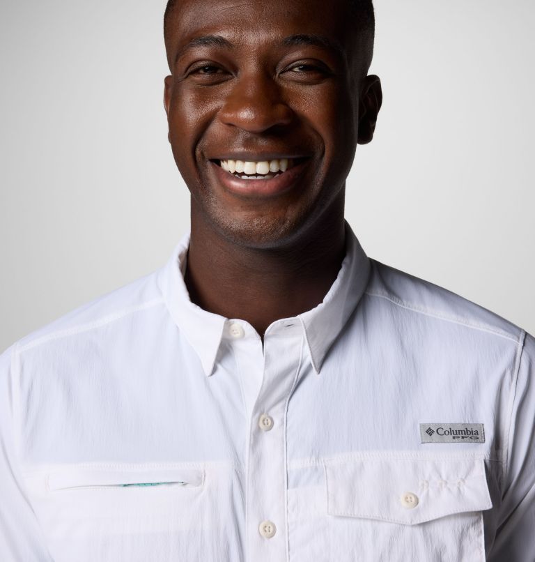 Men's PFG Wild Cast Short Sleeve Shirt, Color: White, image 5