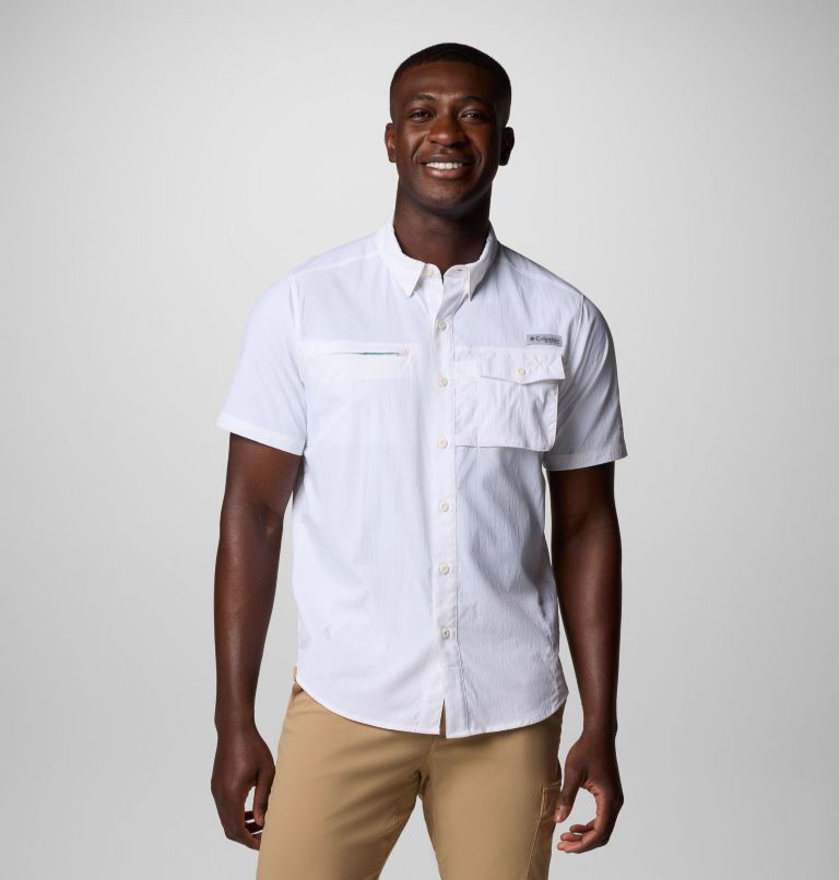 Men's PFG Wild Cast Short Sleeve Shirt, Color: White, image 1