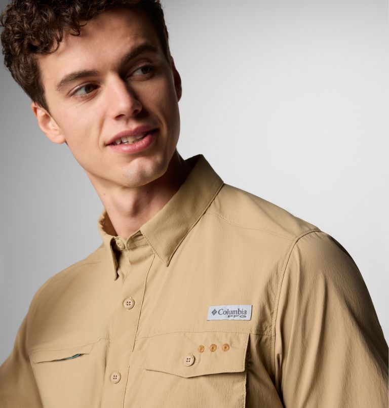Men's PFG Wild Cast Short Sleeve Shirt, Color: Beach, image 5