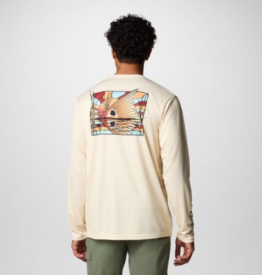 Men's Terminal Tackle PFG Fish Shine Long Sleeve T-Shirt, Color: Lemon Wash, PFG Redfish Shine, image 1