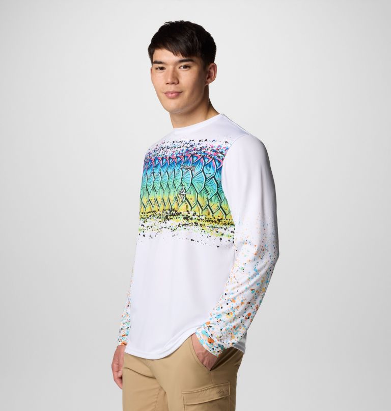 Men's Terminal Tackle PFG x Bentley Long Sleeve Shirt, Color: White, PFG Bentley Tarpon Scales, image 4