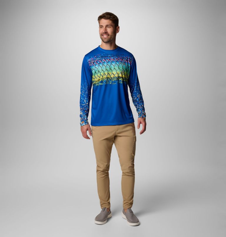 Men's Terminal Tackle PFG x Bentley Long Sleeve Shirt, Color: Vivid Blue, PFG Bentley Tarpon Scales, image 2