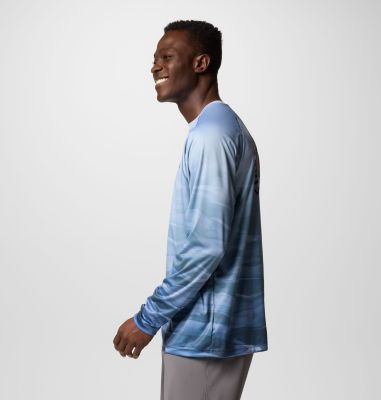 Maglia a manica lunga Super Terminal Tackle PFG Fade da uomo, Color: Collegiate Navy, Obsidian FOTW Permit, image 3