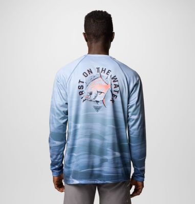 Maglia a manica lunga Super Terminal Tackle PFG Fade da uomo, Color: Collegiate Navy, Obsidian FOTW Permit, image 2