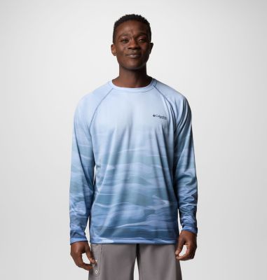 Camiseta de manga larga Super Terminal Tackle PFG Fade para hombre, Color: Collegiate Navy, Obsidian FOTW Permit, image 1