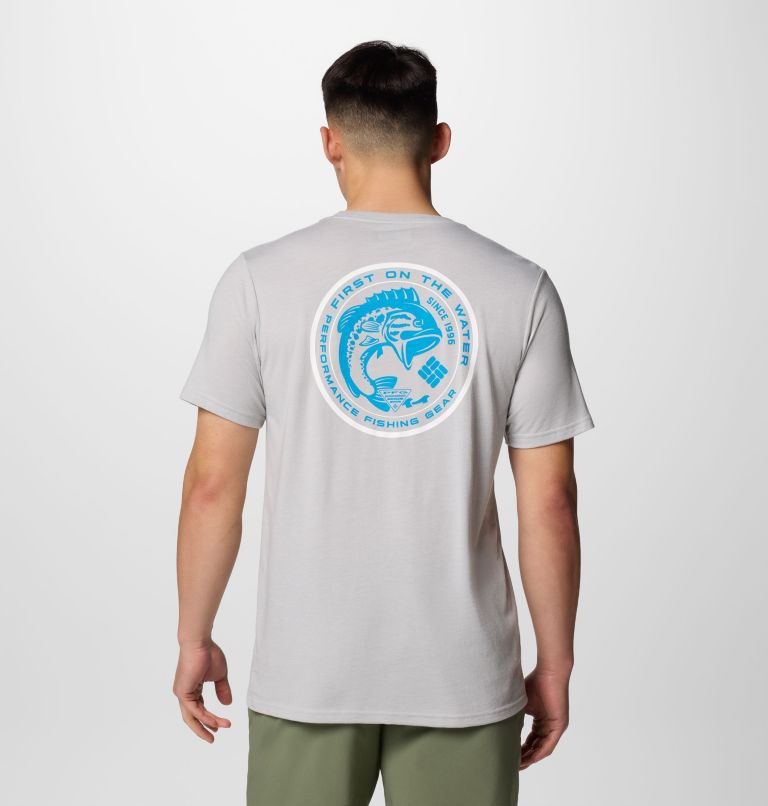 Men's PFG Dorado Taco Technical T-Shirt, Color: Cool Grey, PFG Circle Bass, image 1