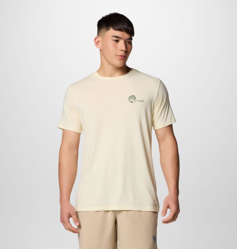 Men's PFG Dorado Taco Technical T-Shirt, Color: Lemon Wash, PFG Circle Bass, image 2