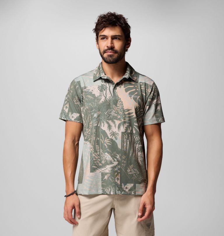 Men's PFG Super Slack Tide II Stretch Polo, Color: Cypress Tarpon Trek, image 1