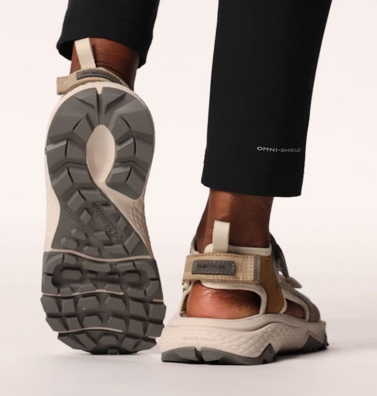 Women's Peakfreak Rush Leather Sandal, Color: Dark Stone, Quarry
