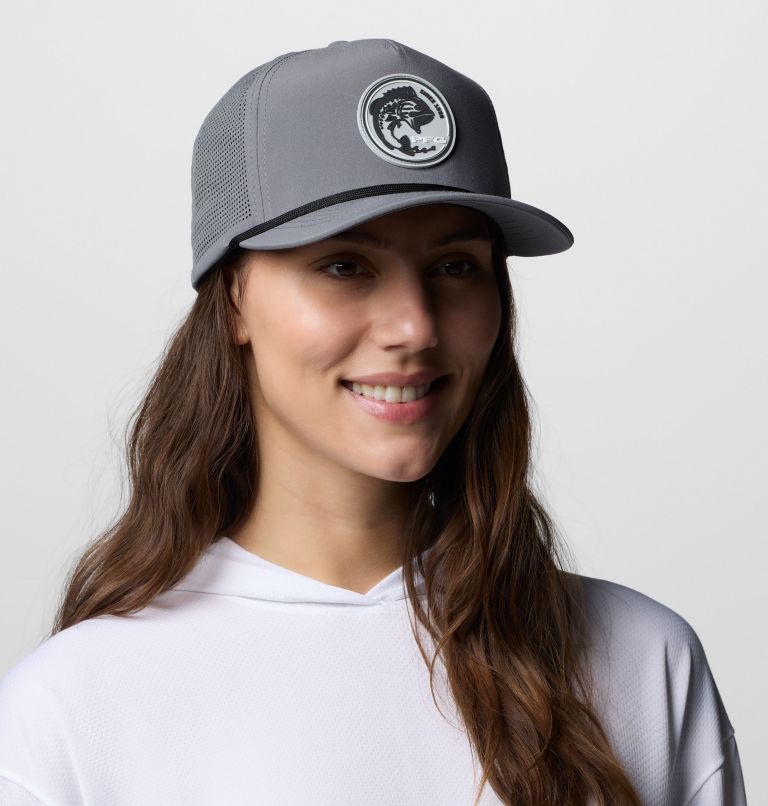 Tidal Pursuit 3D Stretch Snap Back Ball Cap, Color: City Grey, Fish Circle Bass, image 5