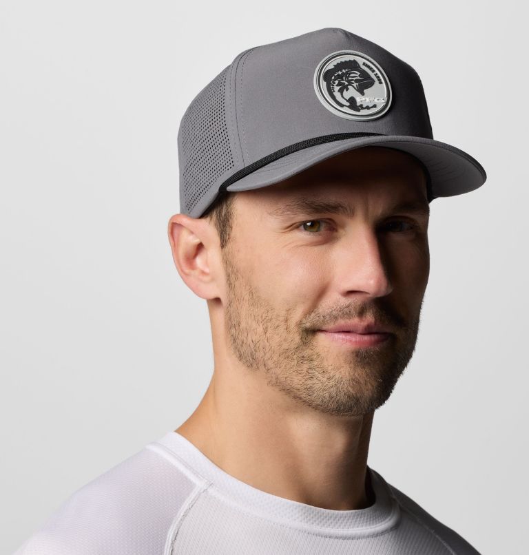 Tidal Pursuit 3D Stretch Snap Back Ball Cap, Color: City Grey, Fish Circle Bass, image 3