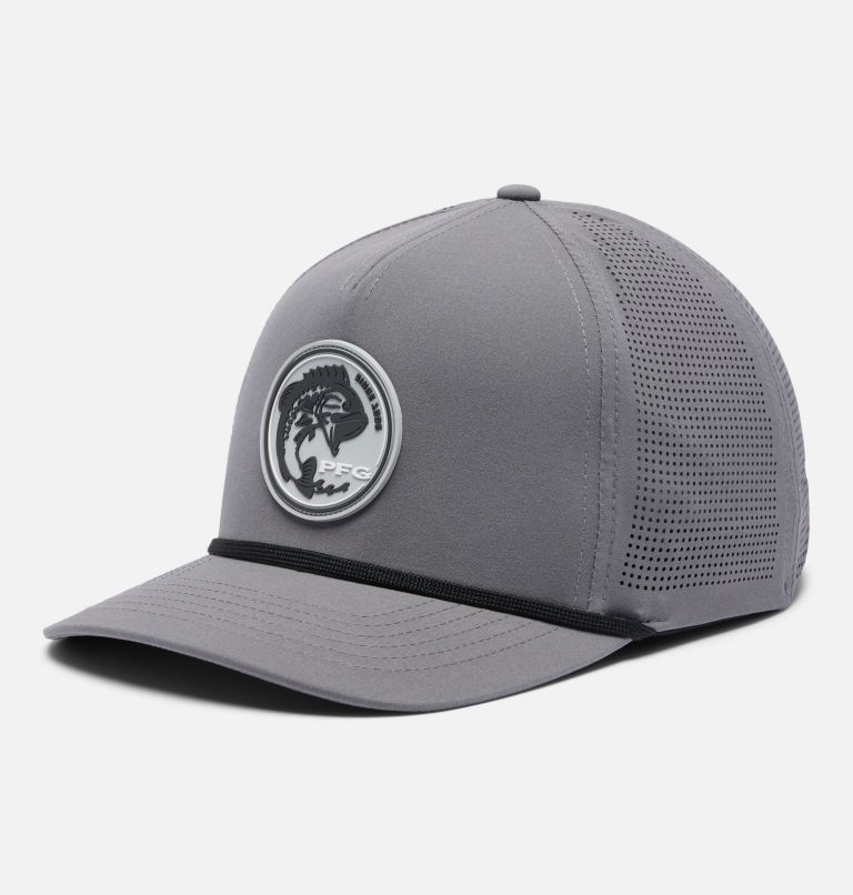 Tidal Pursuit 3D Stretch Snap Back Ball Cap, Color: City Grey, Fish Circle Bass, image 1