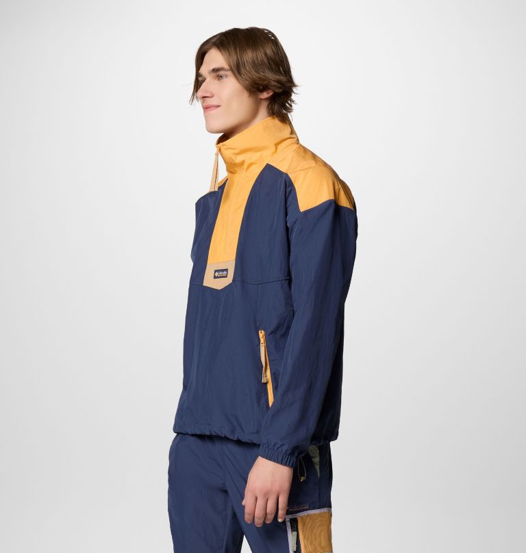 Men's Riptide II Retro Windbreaker Anorak, Color: Nocturnal, Summer Orange, image 4