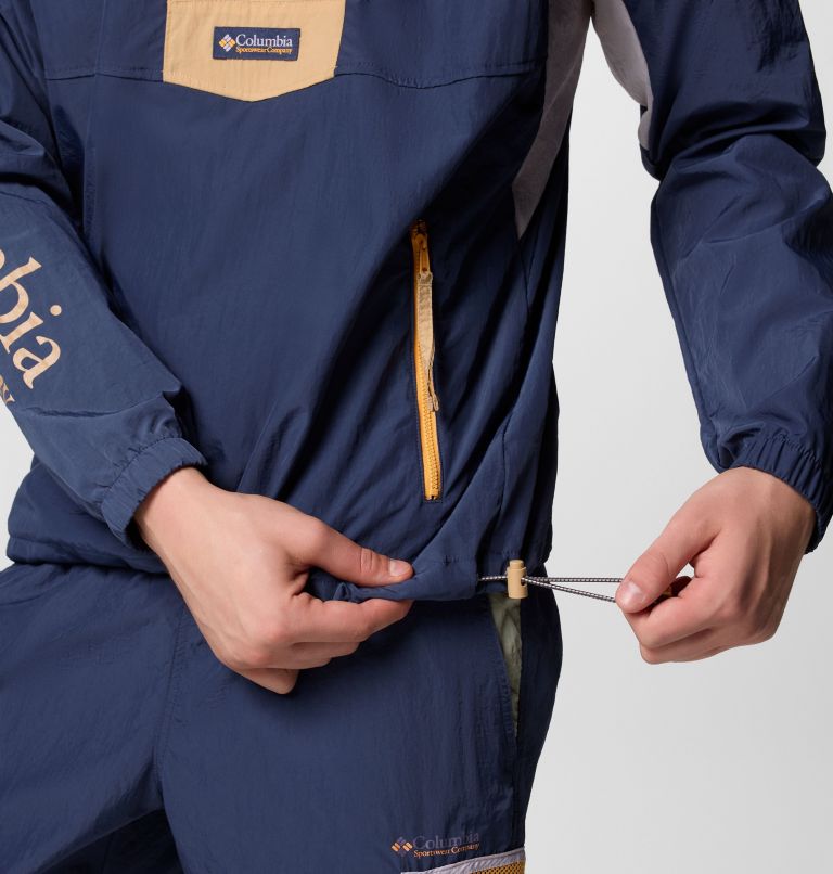 Men's Riptide II Retro Windbreaker Anorak, Color: Nocturnal, Summer Orange, image 6