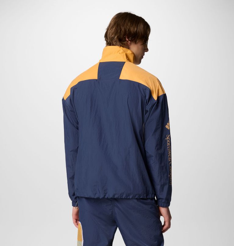 Men's Riptide II Retro Windbreaker Anorak, Color: Nocturnal, Summer Orange, image 3