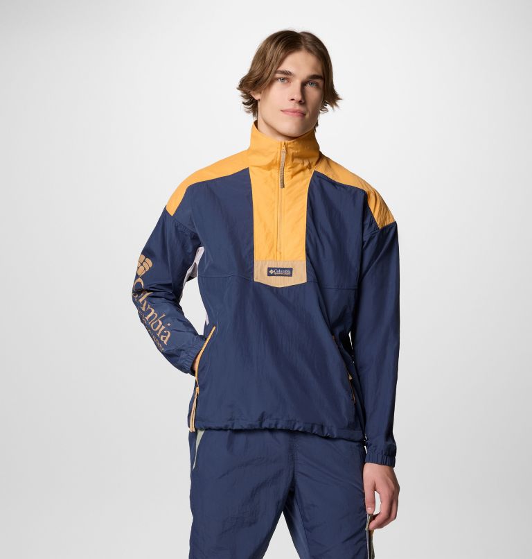 Men's Riptide II Retro Windbreaker Anorak, Color: Nocturnal, Summer Orange, image 1