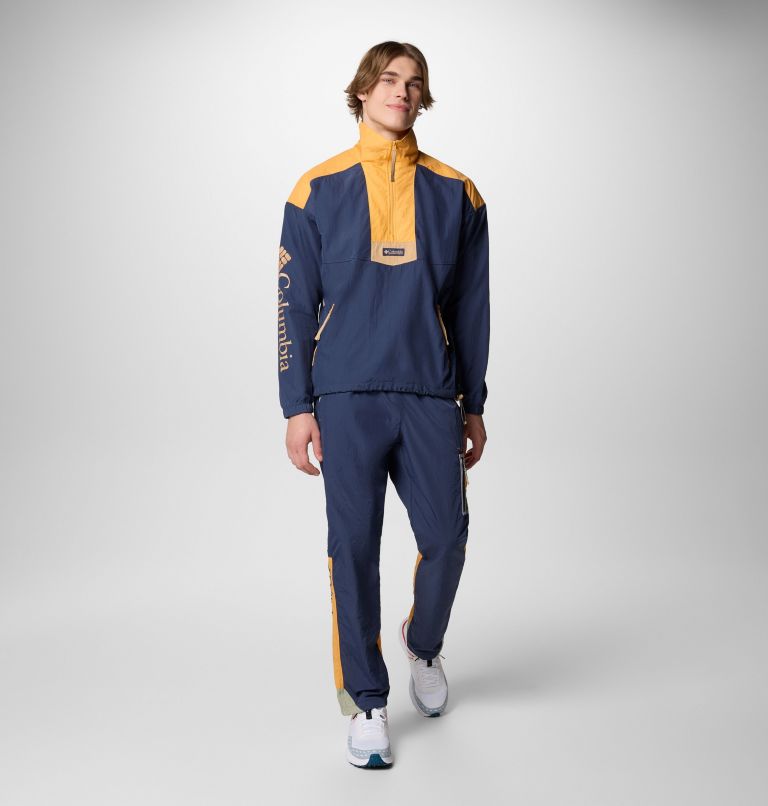 Men's Riptide II Retro Windbreaker Anorak, Color: Nocturnal, Summer Orange, image 2
