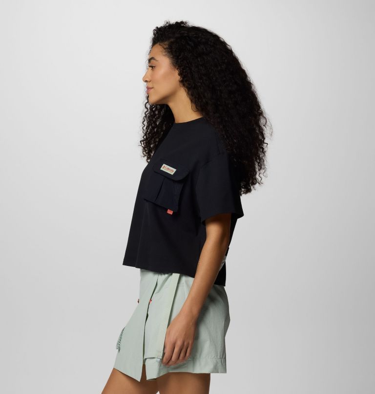 Women's Cove Beach Cropped Pocket T-Shirt, Color: Black, image 3