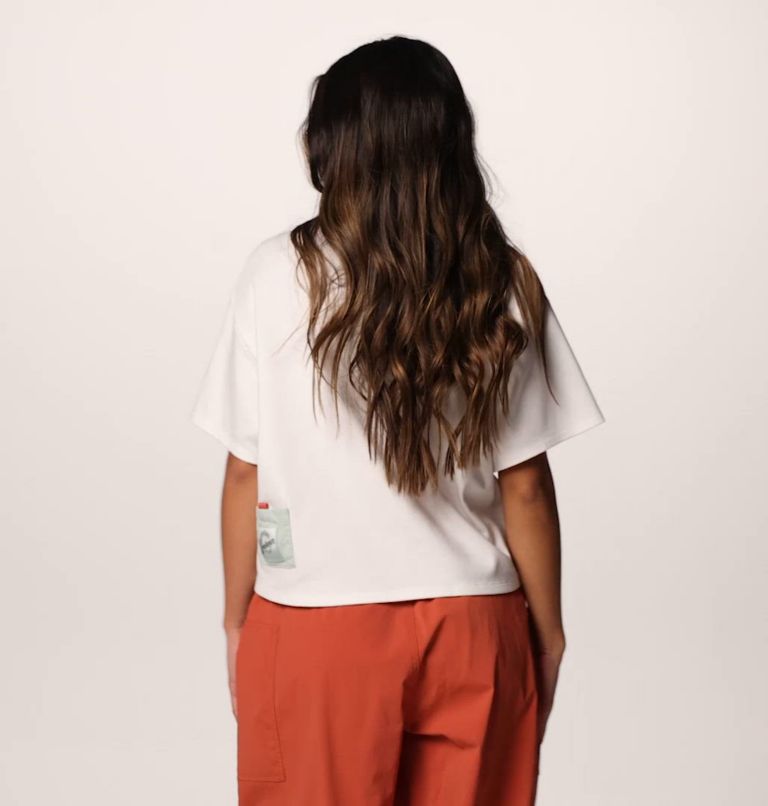 Women's Cove Beach Cropped Pocket T-Shirt, Color: Sea Salt, Cool Green
