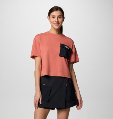 Women's Cove Beach Cropped Pocket T-Shirt, Color: Mars, Black, image 1