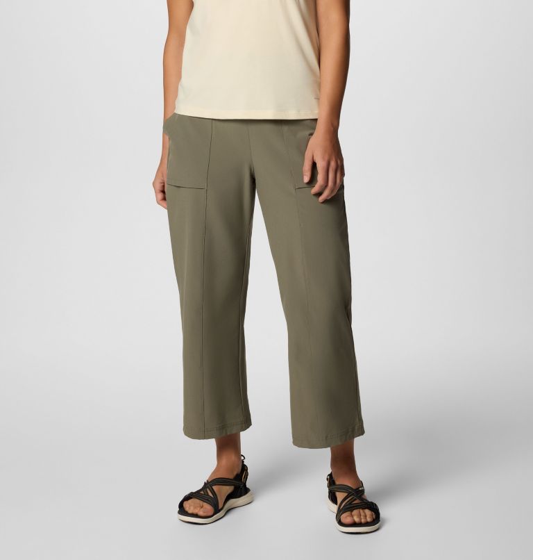 Women's Boundless Beauty Wide Capris II, Color: Stone Green, image 1