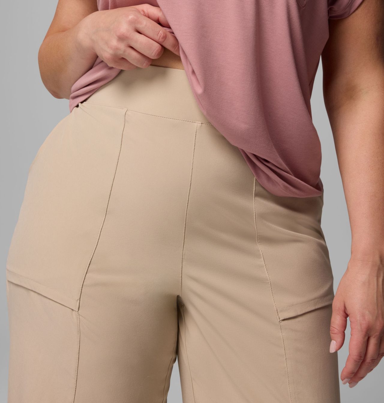 Shape Pantalon Capri De Taupe Froncé Sur Les Côtés À Taille Haute