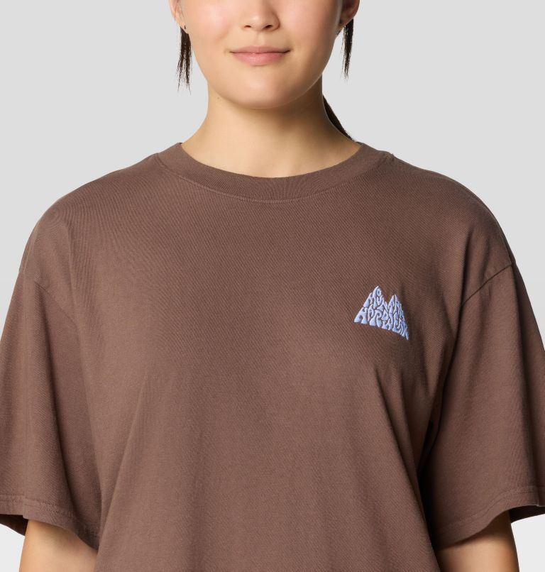 Women's MHW Mountains Collab Short Sleeve, Color: Carob, image 4