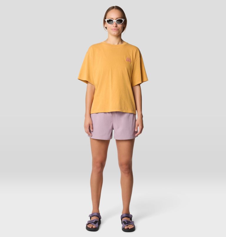Women's MHW Mountains Collab Short Sleeve, Color: Sundown Gold, image 6