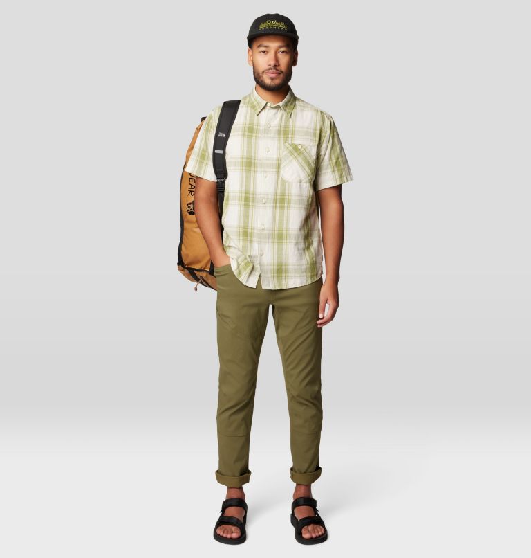 Men's Cottonwood Lite Short Sleeve Shirt, Color: Light Cactus Convoy Plaid, image 2