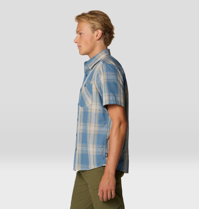 Men's Cottonwood Lite Short Sleeve Shirt, Color: Adriatic Blue Convoy Plaid, image 4