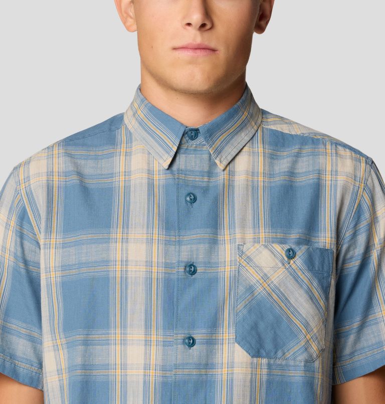 Men's Cottonwood Lite Short Sleeve Shirt, Color: Adriatic Blue Convoy Plaid, image 5