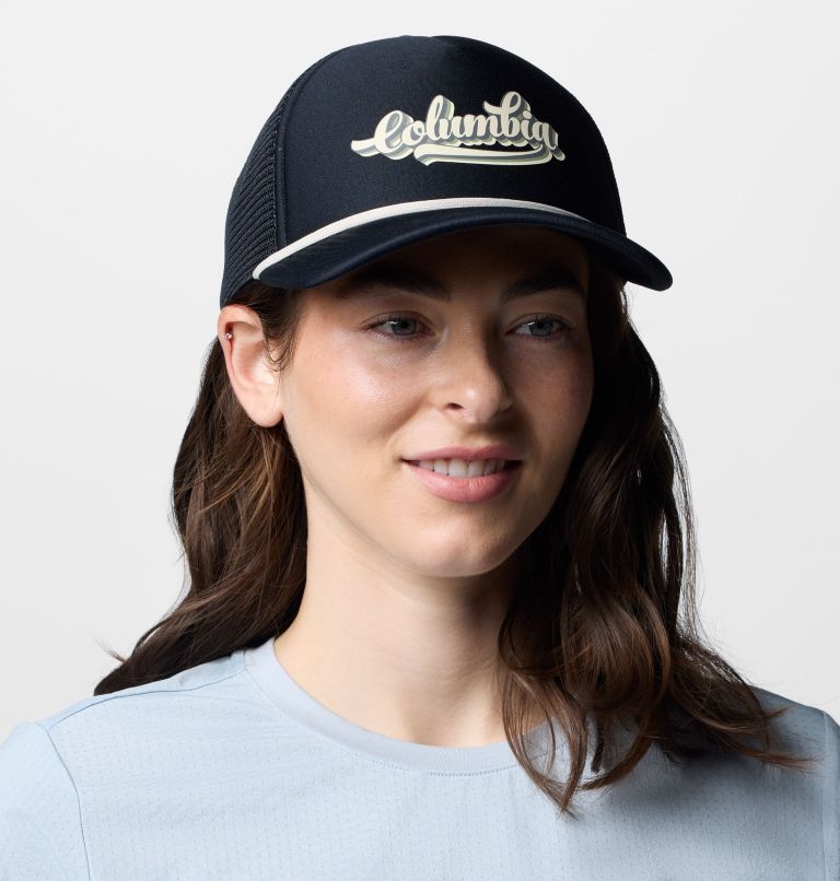 Women's Misty Ridge Women's Foam Trucker Hat, Color: Black, Elevated Script, image 2