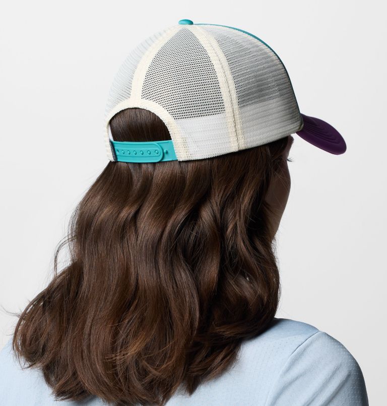 Women's Misty Ridge Women's Foam Trucker Hat, Color: Teal, Razzle, Chalk, Linear View, image 3