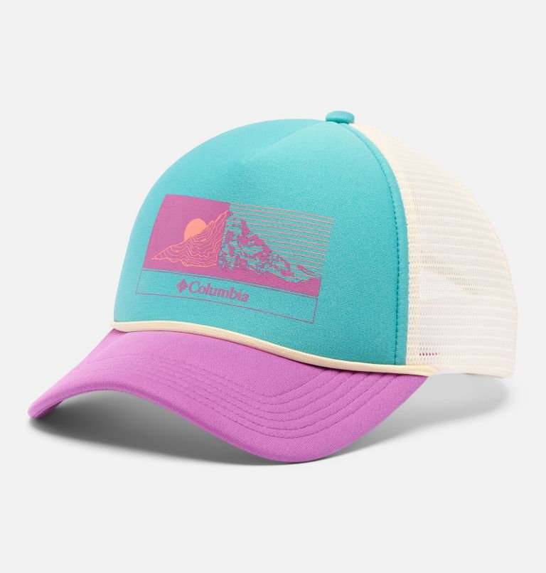 Women's Misty Ridge Women's Foam Trucker Hat, Color: Teal, Razzle, Chalk, Linear View, image 1