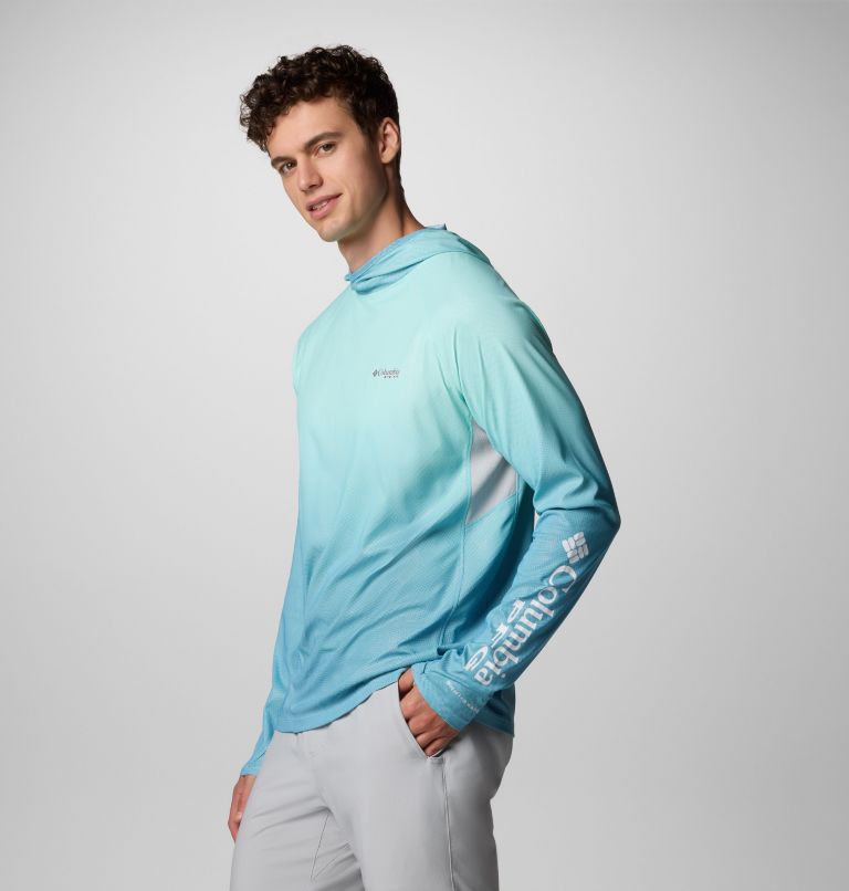 Men's PFG Terminal Deflector Zero II Hoodie, Color: Blue Echo, Gulf Stream Gradient, image 4