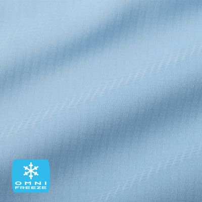 Close up of fabric with the Omni Freeze logo in the bottom left.