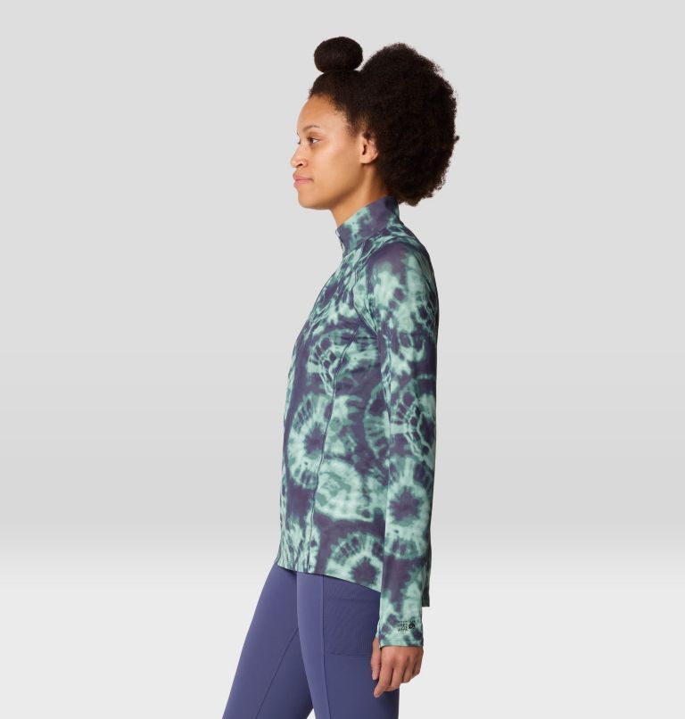 Women's Crater Lake 1/2 Zip, Color: Lapis Dusk Spore Dye Print, image 3