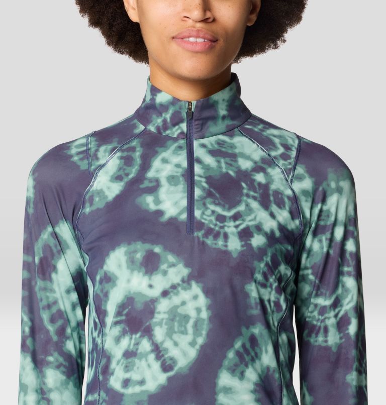 Women's Crater Lake 1/2 Zip, Color: Lapis Dusk Spore Dye Print, image 4
