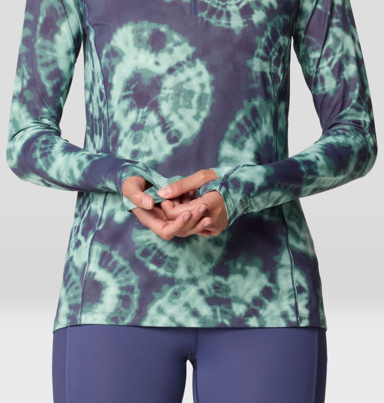 Women's Crater Lake 1/2 Zip, Color: Lapis Dusk Spore Dye Print, image 5