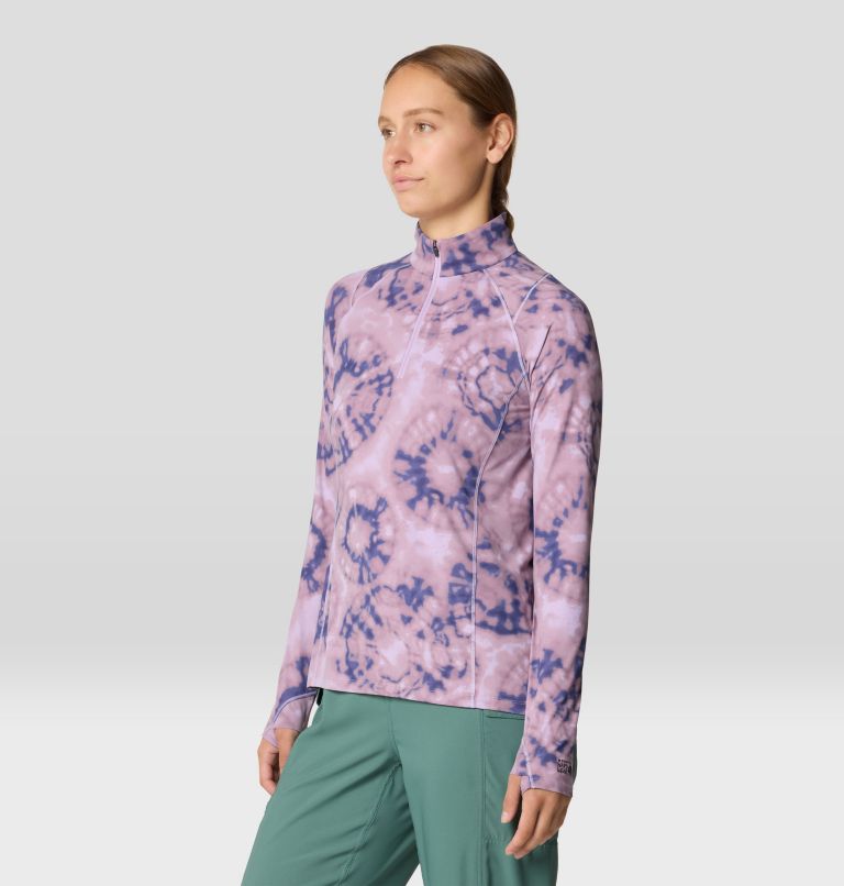 Women's Crater Lake 1/2 Zip, Color: Wisteria Spore Dye Print, image 4