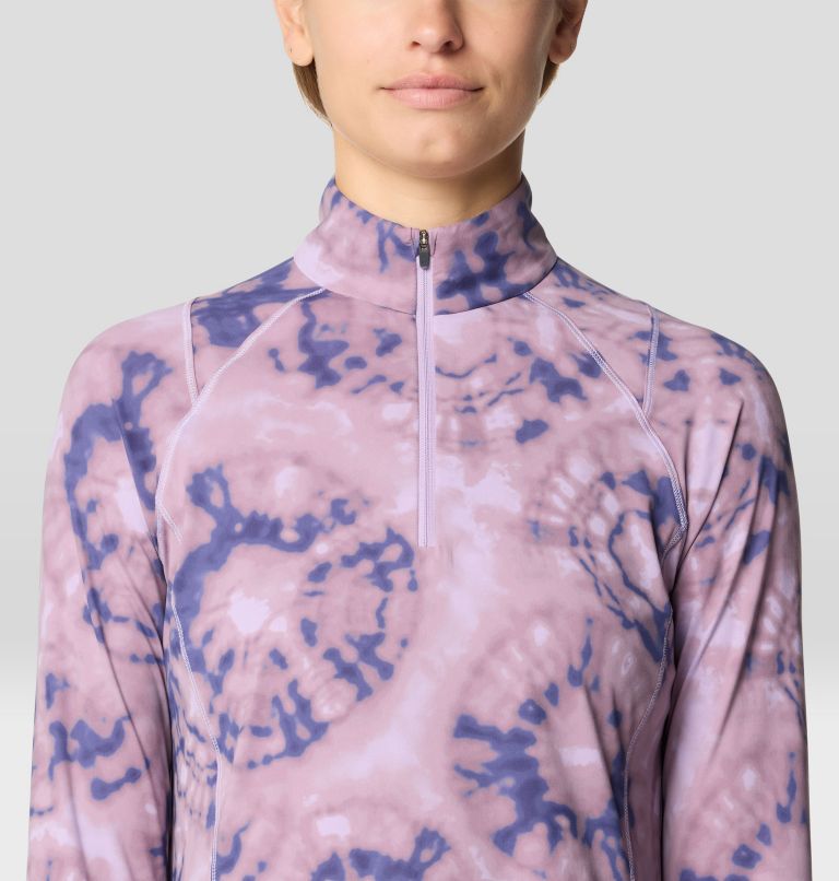 Women's Crater Lake 1/2 Zip, Color: Wisteria Spore Dye Print, image 5